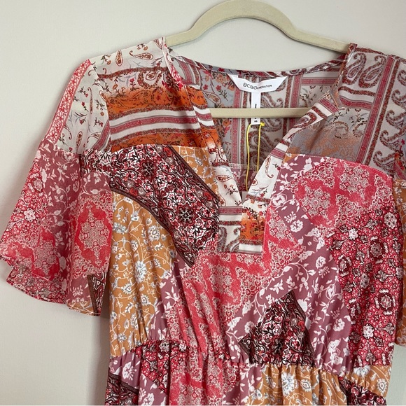 NWT BCBGeneration Pink Bandanna Paisley Printed Maxi Dress - Picture 4 of 9